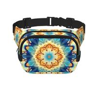 Marsupio etnico a doppio strato con fiori mandala, per uomo e donna, regolabile, per viaggi, escursionismo, corsa, ciclismo, festival