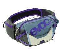 EVOC HIP PACK PRO 3 + HYDRATION BLADDER 1,5, marsupio (AIR FLOW CONTACT SYSTEM, cintura AERO FLEX, incl. sacca idrica da 1,5 l e portaborraccia, taglia unica), acciaio - viola - oliva scuro