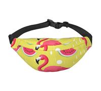 Marsupio fenicottero rosa e anguria per uomo e donna, marsupio alla moda, borsa a tracolla, marsupio con cinturino regolabile, borsa da petto impermeabile per viaggi, escursionismo, sport, nero, 1,