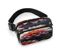 Marsupio floreale con cinturino regolabile Marsupio alla moda per sport all'aria aperta escursionismo, bianco, 20 x 13 cm, marsupio stampato