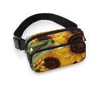 Marsupio floreale con girasoli per donne e uomini, borsa casual regolabile per viaggi, sport, escursionismo, bianco, 20 x 13 cm, Bianco, 7.9x5.1inches