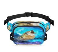 Marsupio Galaxy Space Wolf per donne, uomini, ragazze, ragazzi, bambini, corsa, sport, escursionismo, borsellino da cintura, Colore, XL, Organizer per borse