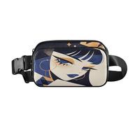 Marsupio geometrico Queen blu crema elegante per donne uomini adolescenti impermeabile borsa a tracolla con tracolla regolabile per viaggi, palestra, lavoro, geometrico regina blu crema, 1 taglia