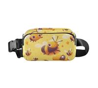 Marsupio giallo con adorabile ape paradiso cartone animato alla moda per uomo donna piccola borsa a tracolla con tracolla regolabile per viaggi vacanze corsa, giallo adorabile ape paradiso cartone