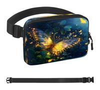 Marsupio giallo con farfalla e lucciola per donne e uomini, borsa a tracolla con tasche con cerniera, marsupio impermeabile con cinturino regolabile per allenamento, corsa, viaggi, escursionismo,