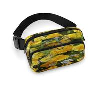 Marsupio giallo con farfalla e margherite con cinghia regolabile Marsupio alla moda per sport all'aria aperta escursionismo, bianco, 20 x 13 cm, marsupio stampato