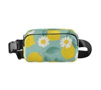 Marsupio giallo con fiori e foglie di camomilla con limoni, grazioso marsupio per donne, uomini e adolescenti, mini borsa croose con tracolla regolabile, per shopping, sport, lavoro, Limoni Camomilla