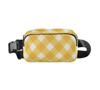 Marsupio giallo e bianco Dream Grid elegante marsupio per uomo donna borsa a tracolla multiuso per passaporto con tracolla regolabile per viaggi vacanze corsa, Griglia da sogno gialla e bianca, Taglia