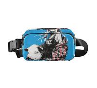 Marsupio Glory Blue Pig alla moda anime, per donne, uomini, adolescenti, resistente all'acqua, con cinghia regolabile, per viaggi, vacanze, corsa