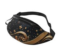 Marsupio Golden Background And Crescent Moon Fanny Pack Bag Pratica Bum Bag Unisex Marsupi Alla Per Escursionismo Trekking Running