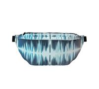 Marsupio grande a tracolla per uomo donna nero e bianco rosso rosa borsa da petto regolabile per viaggi, Cool Music Sound Wave, Taglia unica, Retro