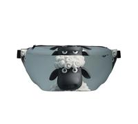 Marsupio grande a tracolla per uomo e donna Aurora Borealis marsupio regolabile in vita per viaggi, Cartoon Nero Bianco Pecore, Taglia unica, Retro