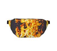 Marsupio grande a tracolla per uomo e donna Aurora Borealis marsupio regolabile in vita per viaggi, Fiamma ruggente, Taglia unica, Retro