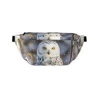 Marsupio grande a tracolla per uomo e donna Aurora Borealis marsupio regolabile in vita per viaggi, Inverno Bianco Gufo, Taglia unica, Retro