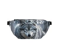 Marsupio grande a tracolla per uomo e donna Aurora Borealis marsupio regolabile in vita per viaggi, Lupo fantasy, Taglia unica, Retro