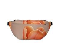 Marsupio grande a tracolla per uomo e donna, borsa a tracolla con paradiso tropicale, marsupio regolabile in vita per viaggi, Fiori arancioni., Taglia unica, Retro