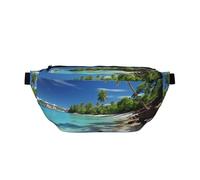 Marsupio grande a tracolla per uomo e donna, borsa a tracolla con paradiso tropicale, marsupio regolabile in vita per viaggi, Paradiso tropicale, Taglia unica, Retro