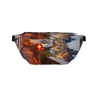 Marsupio grande a tracolla per uomo e donna, borsa a tracolla con paradiso tropicale, marsupio regolabile in vita per viaggi, Positano Tramonto Mare, Taglia unica, Retro