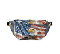 Marsupio grande a tracolla per uomo e donna, con gocce di cioccolato, biscotti, borsa da petto regolabile in vita per viaggi, Bandiera America e Aquila, Taglia unica, Retro