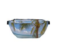 Marsupio grande a tracolla per uomo e donna, con gocce di cioccolato, biscotti, borsa da petto regolabile in vita per viaggi, Palma da spiaggia, Taglia unica, Retro