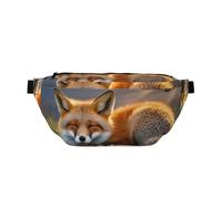 Marsupio grande a tracolla per uomo e donna, con gocce di cioccolato, biscotti, borsa da petto regolabile in vita per viaggi, Una volpe addor, Taglia unica, Retro