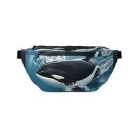 Marsupio grande borsa a tracolla per uomo donna hawaiano colorato fiore petto borsa regolabile per viaggi, Orca Killer Whale, Taglia unica, Retro