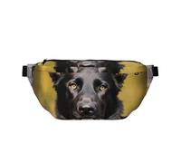 Marsupio grande borsa a tracolla per uomo donna nave pirata al tramonto borsa da petto regolabile per viaggi, Cane Pastore Tedesco Nero, Taglia unica, Retro