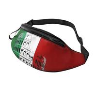 Marsupio grande con bandiera del Colosseo romano, unisex, con jack per cuffie e tasche con cerniera, cintura regolabile per sport, corsa, escursionismo, campeggio, allenamento, ciclismo, 3D, Taglia