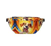 Marsupio grande con cane sorridente, regalo per godersi sport, festival, allenamento, viaggi, corsa, casual, Nero , Taglia unica