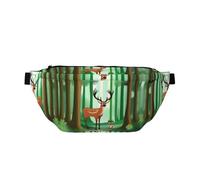 Marsupio grande con cervo nella foresta, regalo per godersi sport, festival, allenamento, viaggi, corsa, casual, Nero , Taglia unica