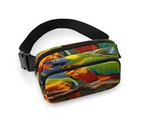 Marsupio grande con cinghia regolabile, borsa casual a tracolla per viaggi, sport, corsa, escursionismo, Pittura pappagallo uccello, 20x13cm, Zaino casual