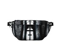 Marsupio grande con croce chiesa, regalo per godersi sport, festival, allenamento, viaggi, corsa, casual, Nero , Taglia unica