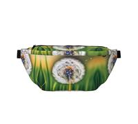 Marsupio grande con dente di leone nel vento, regalo per godersi sport, festival, allenamento, viaggi, corsa, casual, Nero , Taglia unica