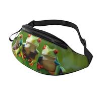 Marsupio grande con divertente motivo rane, unisex, con jack per cuffie e tasche con cerniera, cintura regolabile per sport, corsa, escursionismo, campeggio, allenamento, ciclismo, 3D, Taglia unica