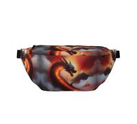Marsupio grande con drago sul vulcano, regalo per godersi sport, festival, allenamento, viaggi, corsa, casual, Nero , Taglia unica