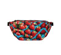 Marsupio grande con fragole rosse, regalo per godersi sport, festival, allenamento, viaggi, corsa, casual, Nero , Taglia unica