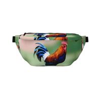 Marsupio grande con gallo e uccellino, regalo per sport, festival, allenamento, viaggi, corsa, casual, Nero , Taglia unica