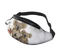 Marsupio grande con koala, unisex, con jack per cuffie e tasche con cerniera, cintura regolabile per sport, corsa, escursionismo, campeggio, allenamento, ciclismo, 3D, Taglia unica, Borsone da viaggio