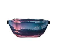 Marsupio grande con nuvole nel cielo, regalo per godersi sport, festival, allenamento, viaggi, corsa, casual, Nero , Taglia unica
