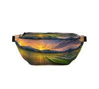 Marsupio grande con risaia e sole, regalo per sport, festival, allenamento, viaggi, corsa, casual, Nero , Taglia unica