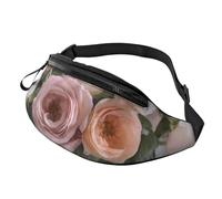 Marsupio grande con rose e fiori, per uomo e donna, con jack per cuffie e tasche con cerniera, cintura regolabile per sport, corsa, escursionismo, campeggio, allenamento, ciclismo, 3D, Taglia unica
