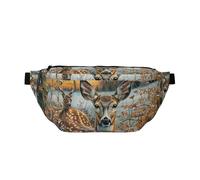 Marsupio grande con stampa di Babbo Natale e gnomo, borsa a tracolla con tracolla regolabile, per escursionismo, viaggi, fitness e trasporto quotidiano, Cervo mimetico., One Size, Stampa