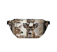 Marsupio grande con stampa di cervi mimetici, borsa a tracolla con tracolla regolabile, per escursionismo, viaggi, fitness e trasporto quotidiano, Cervo mimetico_1, One Size, Stampa