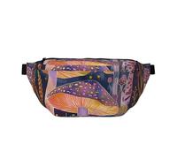 Marsupio grande con stampa di coniglietto e rosetta, borsa a tracolla con tracolla regolabile, per escursionismo, viaggi, fitness e trasporto quotidiano, Funghi luminosi, One Size, Stampa