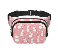 Marsupio grande con stampa di coniglio bianco carino per le donne carino a tracolla marsupio alla moda, nero, Taglia unica