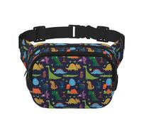 Marsupio grande con stampa di dinosauri e foglie di palma da donna, grazioso marsupio alla moda, nero, Taglia unica