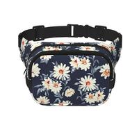 Marsupio grande con stampa di margherite per le donne carino a tracolla marsupio alla moda, nero, Taglia unica