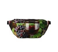 Marsupio grande con stampa floreale, borsa a tracolla con tracolla regolabile, per escursionismo, viaggi, fitness e trasporto quotidiano, Arte Vino Rosso Galsses & Uva, One Size, Stampa