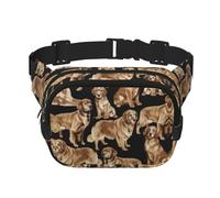 Marsupio grande con stampa Golden Retrievers per le donne carino a tracolla marsupio alla moda, nero, Taglia unica