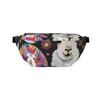 Marsupio grande con stampa marciapiede in pietra muschiata, borsa a tracolla con tracolla regolabile per escursionismo, viaggi, fitness e trasporto quotidiano, Alpaca blade, One Size, Stampa